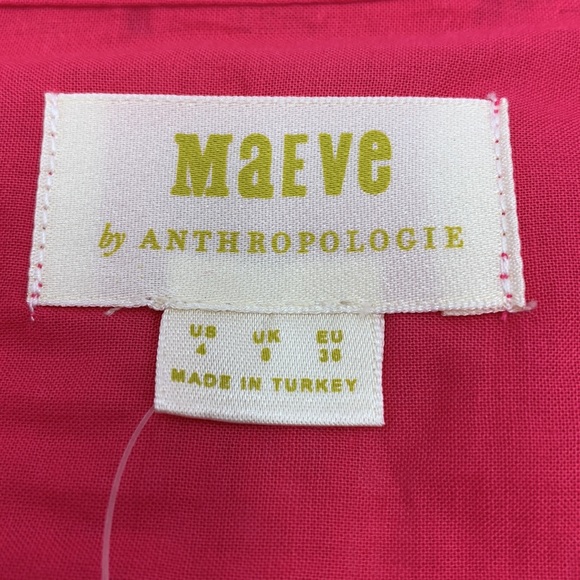 Anthropologie Maeve Slim Pink Button Down Top Size 4 - Picture 7 of 14